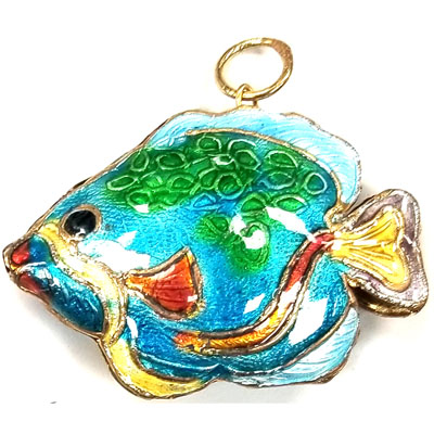 ENAMEL FISH (B) 30X42MM TURQUOISE PENDANT